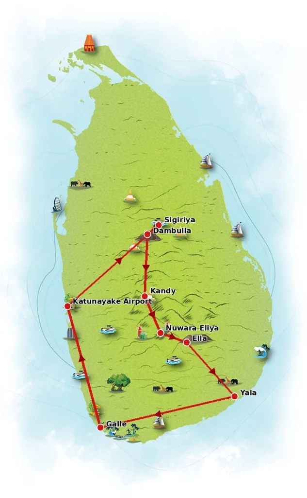 sri lanka-route-map-7day package